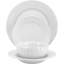 Service de table en porcelaine 16 pièces, ensemble de vaisselle à double cuve festonnée pour 4 personnes, va au micro-ondes et au lave-vaisselle, blanc