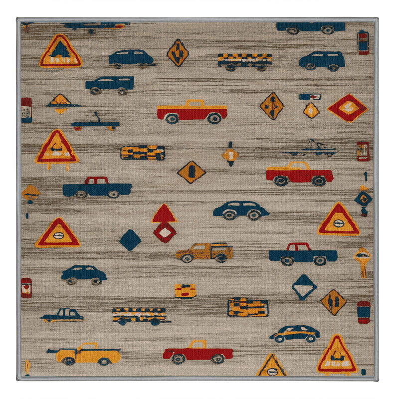 Tapis gris lavable à la machine, Carré 5 pi