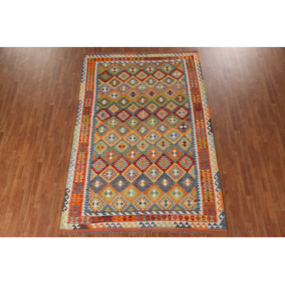 Reversible Wool Kilim Living Room Rug 7x10