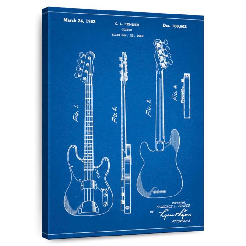 Affiche Blueline Fender Precision Bass Guitare, H 36 po x l 24 po