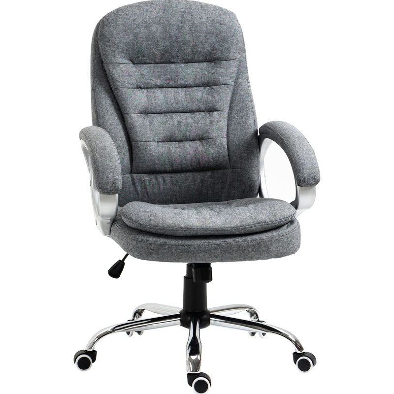 Chaise de bureau grise avec siège réglable - Bureau d'ordinateur à haut dossier rembourré et épais, rembourrage épais, ergonomique et fonction de soutien lombaire