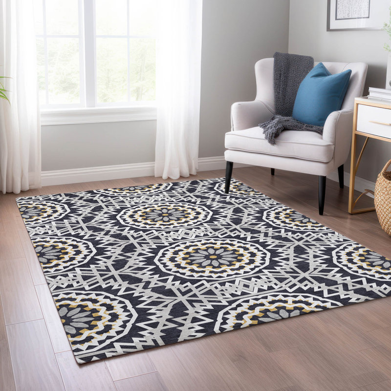 Tapis intérieur / extérieur en polyester tissé à la machine Kawon, Rectangle 9 pi x 12 pi