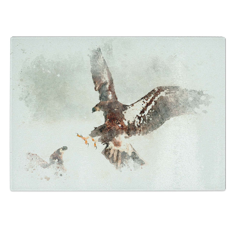 Glass Eagle Attack in Abstract Chopping Board, 39 cm W x 28.5 cm L