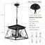 Lustre suspendu industriel noir 4 lumières 16 po, cage moderne en métal, lumière suspendue réglable pour la salle à manger-1543351383