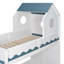Lit superposé simple au-dessus de simple avec toit en forme de maison et escalier de rangement, cadre de lit en bois avec 2 tiroirs sous le lit, tablettes, DEL, blanc