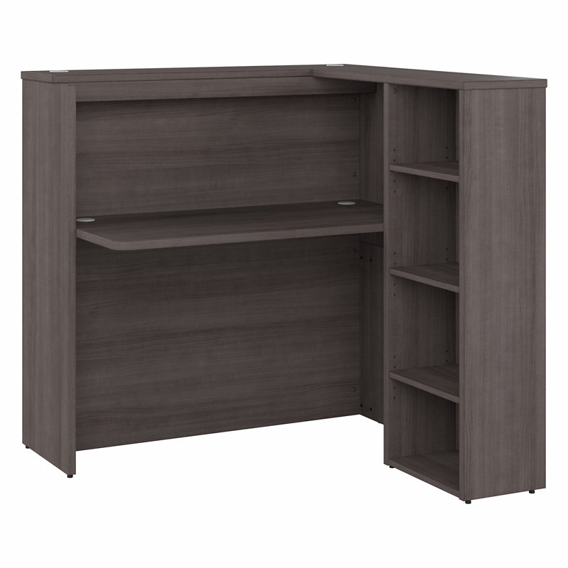 Bureau de réception avec tablettes Bush C, Gris orage, 48 W