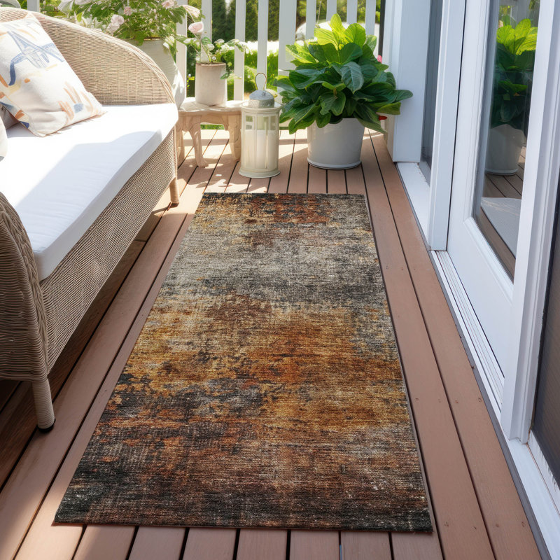 Machine Washable Indoor/Outdoor Cicel ACN1210 Paprika Rug, Runner 2'3" x 7'6"