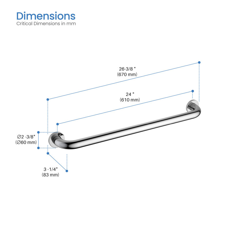 26.38'' Bath Safety Grab Bar, Chrome