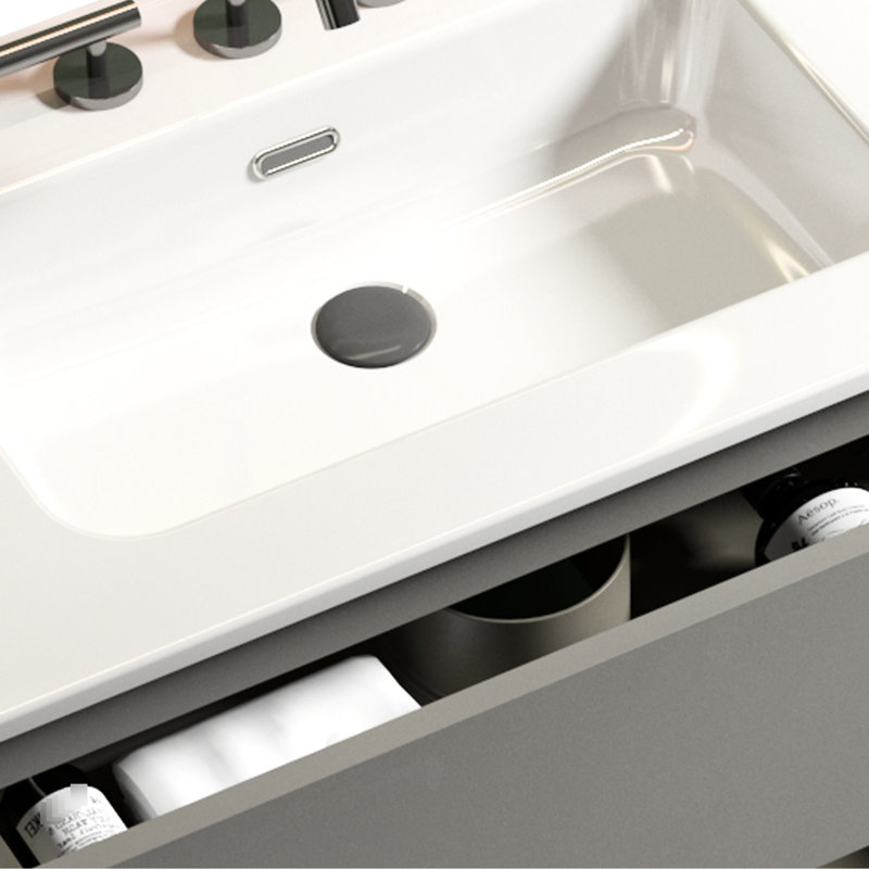 Armoire de salle de bain grise 36 po - Grand espace, meuble-lavabo moderne gris silencieux, un lavabo, pré-assemblé, Gris