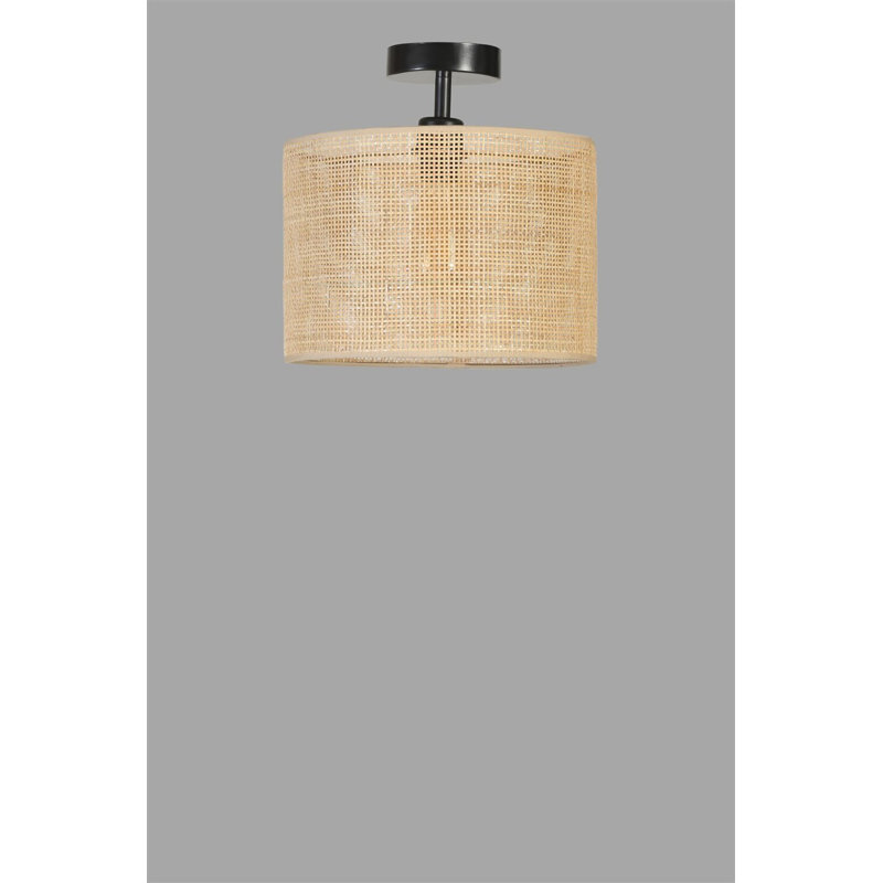 Elegant Chandelier with Metal Body & Bamboo Cap, 11.8 in Diameter x 11.8 in Height | E27 Socket, Max 40W | Stylish Gold, Black, and Beige Finish | Perfect for Living Room, Dining Room, and Entryway Lighting