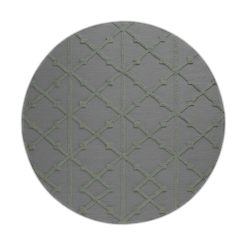 Tapis gris intérieur et extérieur Trellis, Rond 5 pi