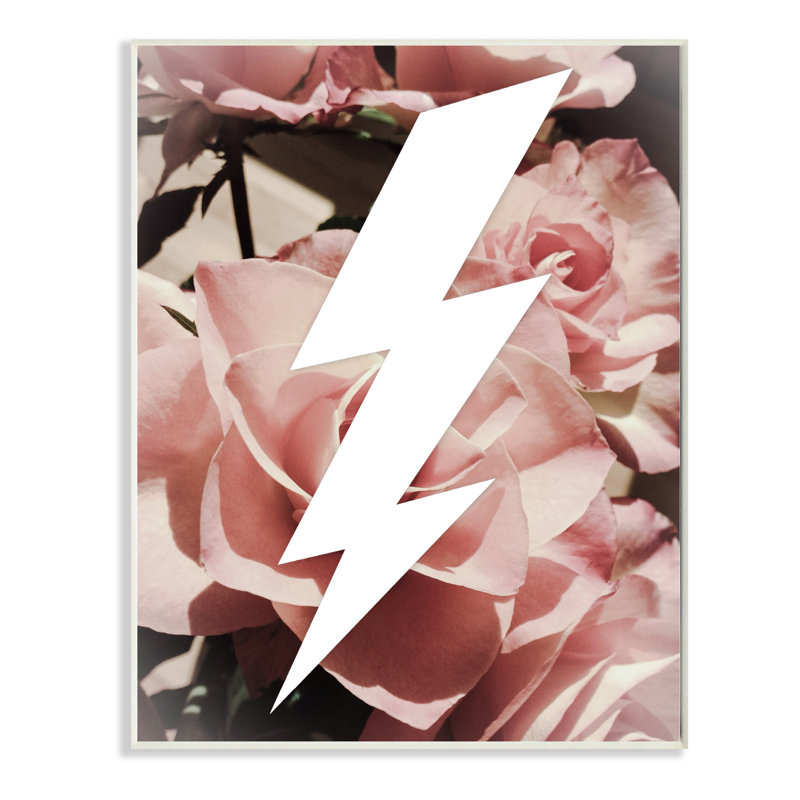 Impression graphique éclair et roses, H 15 po x l 10 po, Plaque