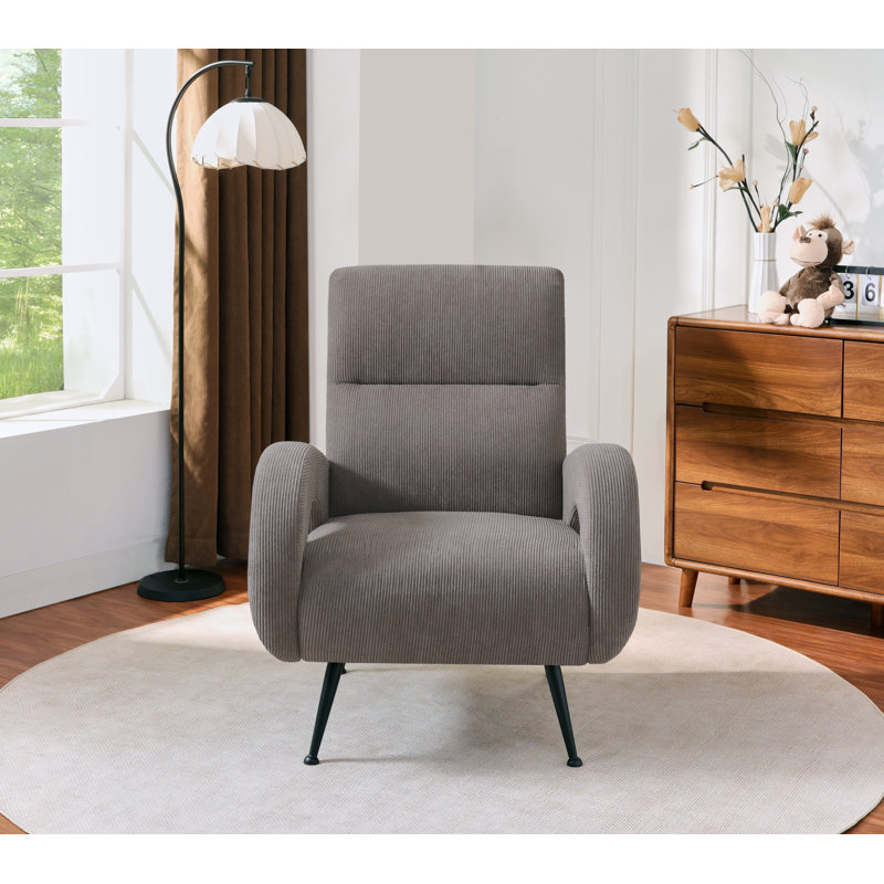 Fauteuil décoratif en velours côtelé Olie, Brun