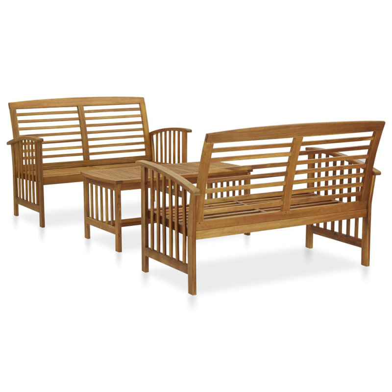 Michaux 4 Seater Conversation Set, Brown, 2 x Bench + Table