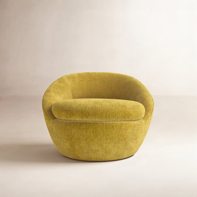 Kate Eldin Upholstered Swivel Accent Chair, Yellow Chenille