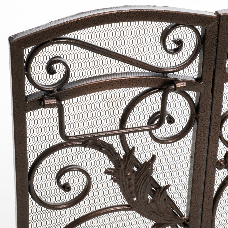 Pare-étincelles en fer 37 po x l 54 po avec filet de protection pour salon, Or noir