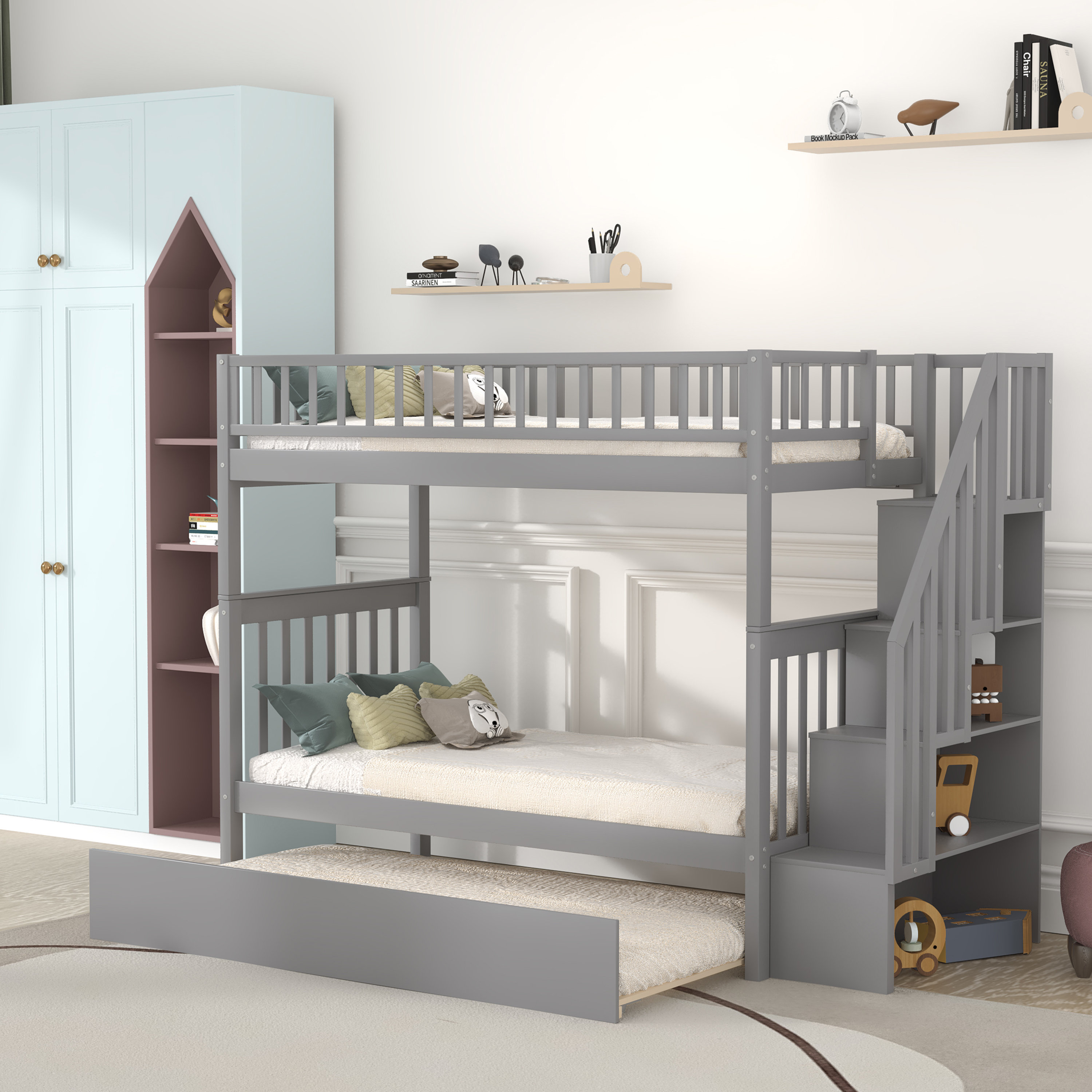 Polebridge twin over twin deals bunk bed with trundle