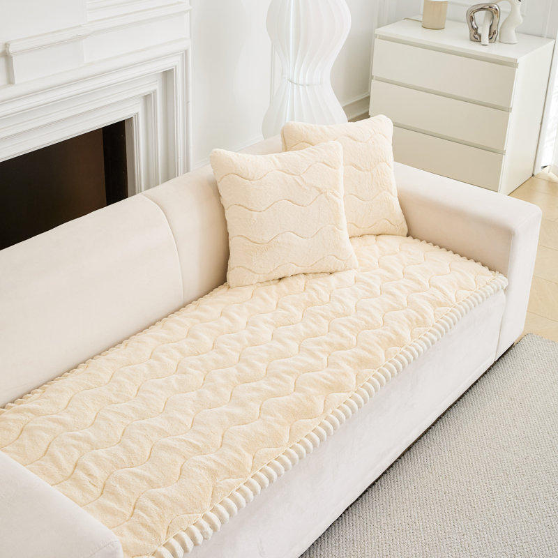 Coussin moelleux en fourrure de vison, coussin de canapé ondulé antidérapant, housse de canapé luxueuse très épaisse