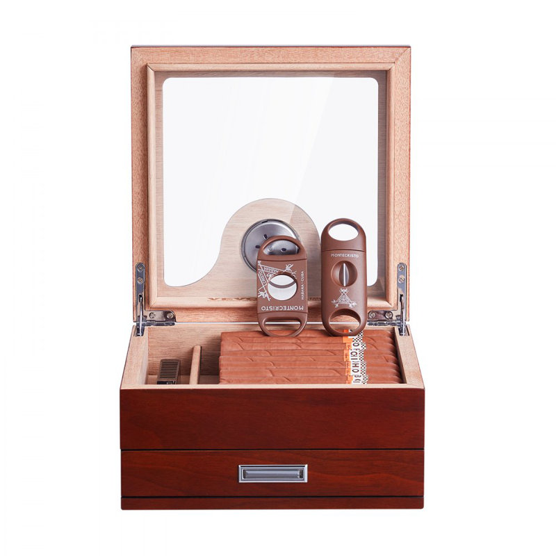 Humidificateur, hygromètre et tiroir pour cigares 35 cigares