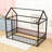 Twin Metal House Bed With Fence-Style Guardrails-2092570745