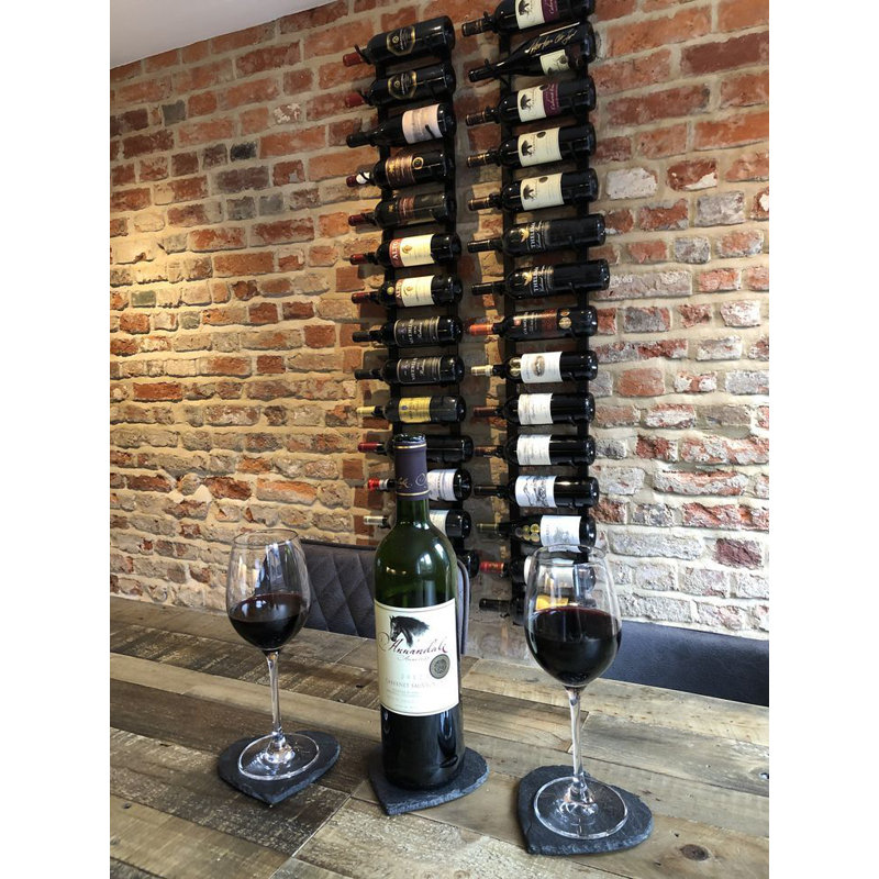 15 Bottle Wall Mounted Wine Bottle Rack, Matte Black