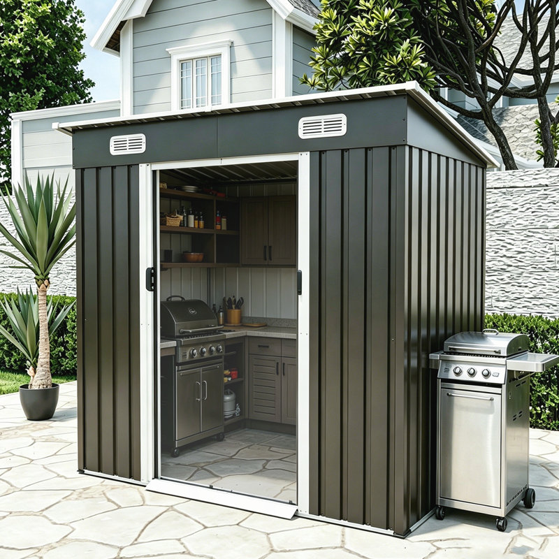 Remise en métal 6 x 4 pi avec portes coulissantes et ventilation