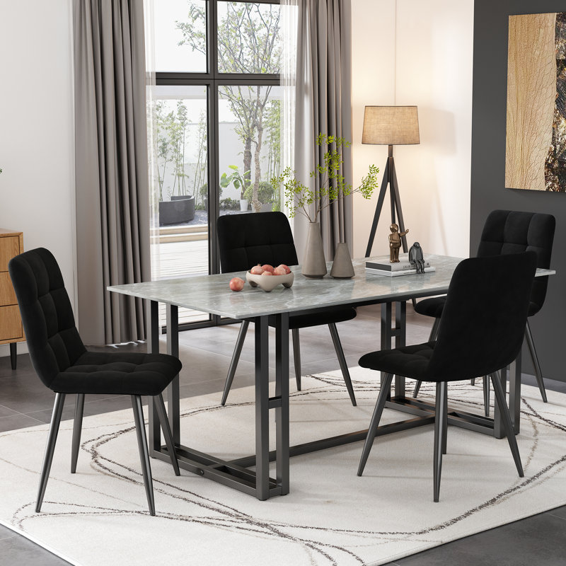 Velvet Upholstered Armchair in Black