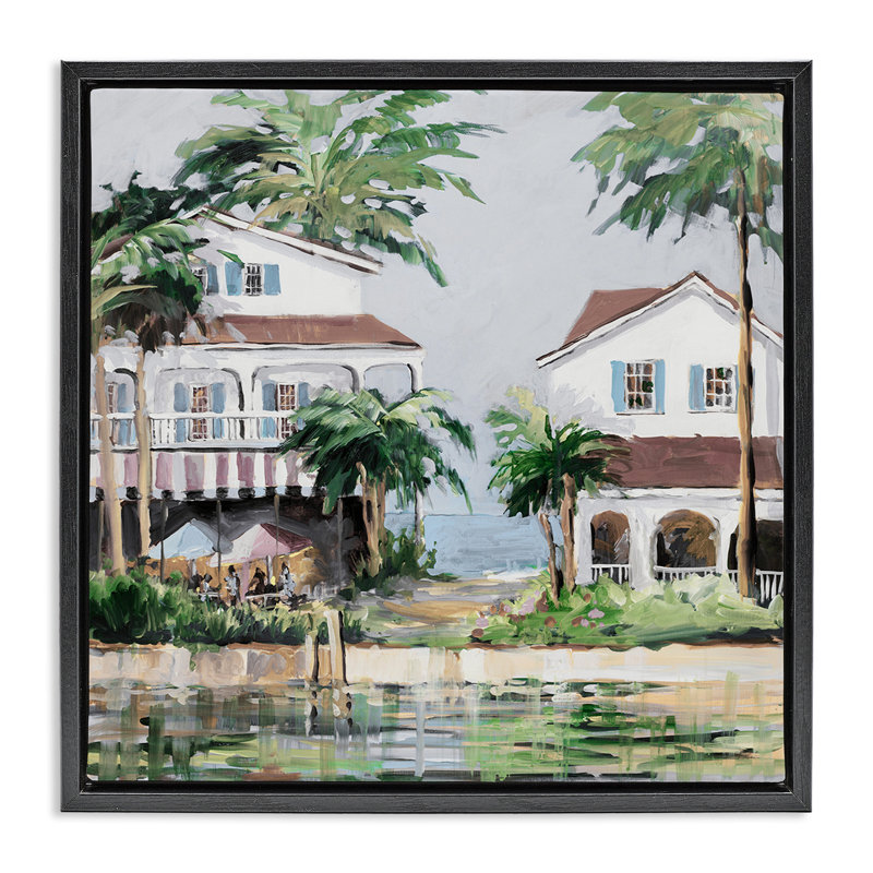 Art mural encadré "Coastal Bay" par Jane Slivka, Cadre flottant noir de jais, H 18 po x l 18 po