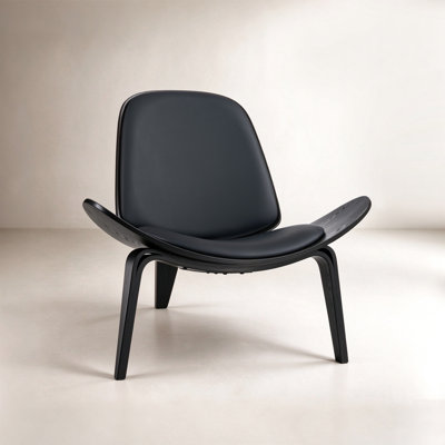 Modern Accent Chair with Walnut-Finished Curved Frame