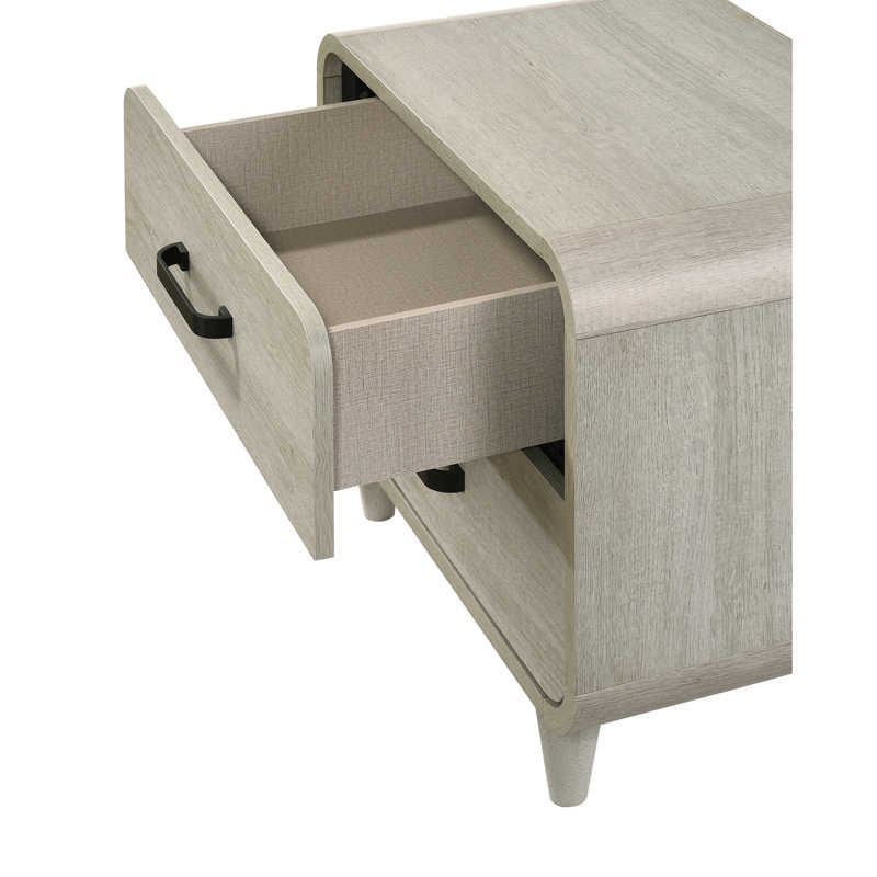 Table de chevet blanche à deux tiroirs Mid-Century