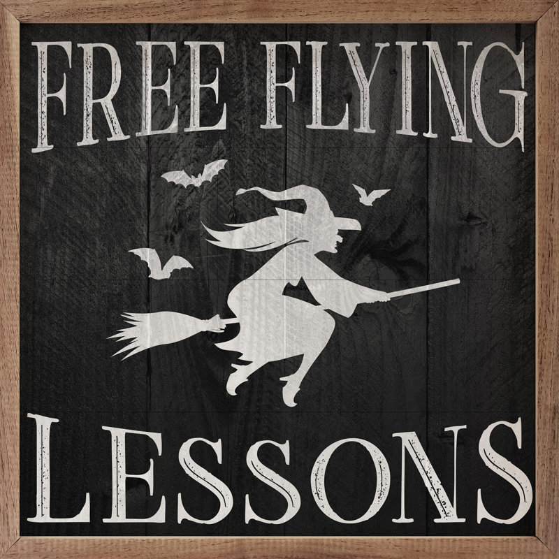 " Free Flying Lessons Witch Black ", 24" H x 24" W x 1" D