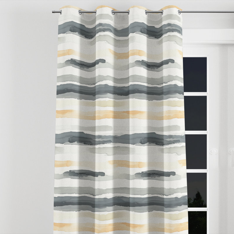 Striped Room Darkening Curtains - Modern Aziel Grommet Curtain - 1 Panel, 52" W x 84" L, Silver Grommets