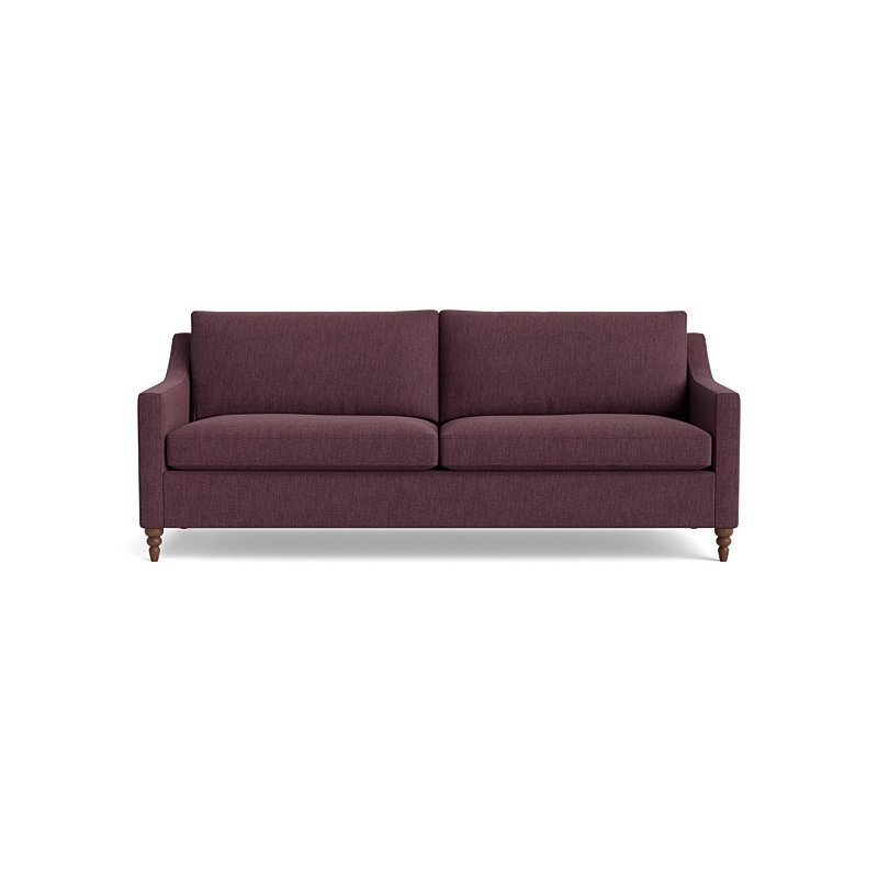 Vera Sofa (85"), Performance Weave - Aubergine, Walnut Finish (Turned)