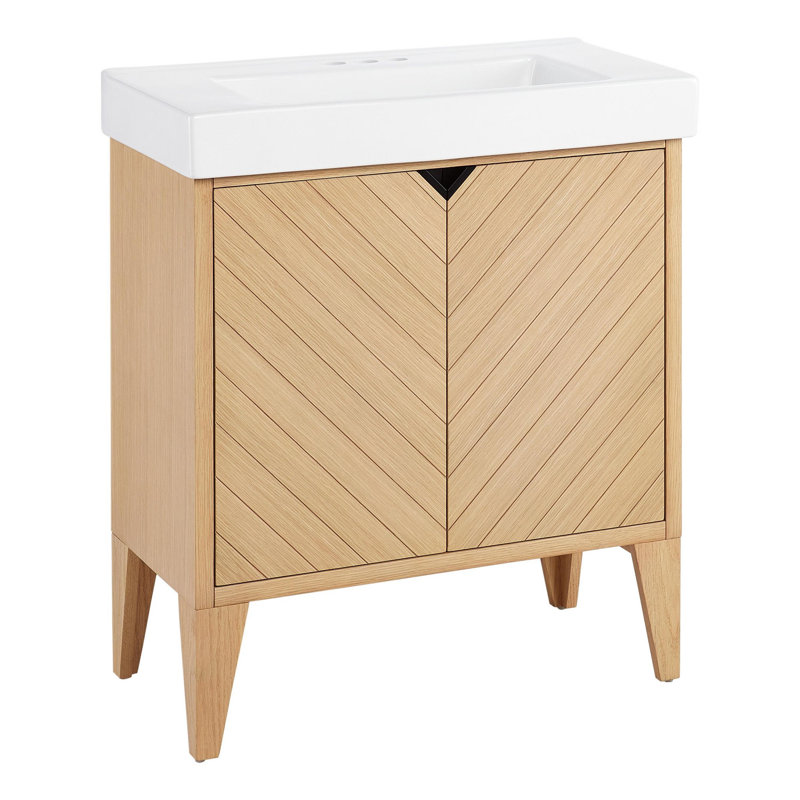 30" Fircrest Single Bathroom Vanity with Integral Sink, Sandy Oak
