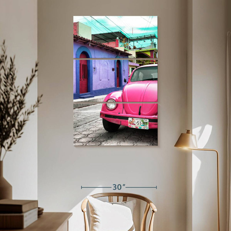 Voiture coccinelle Mehar rose, H 65 po x l 42 po