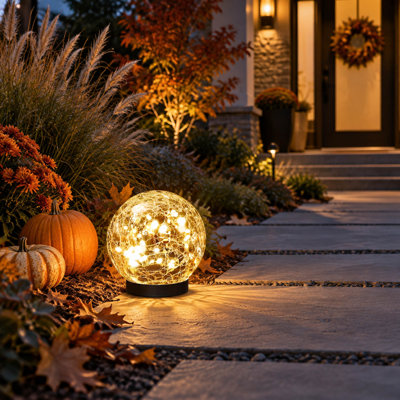 Solar Globe Light, Waterproof Cracked Glass Outdoor Garden Decoration