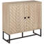 Collegiate Sideboard Buffet Cabinet with Chevron Doors Metal Base Natural