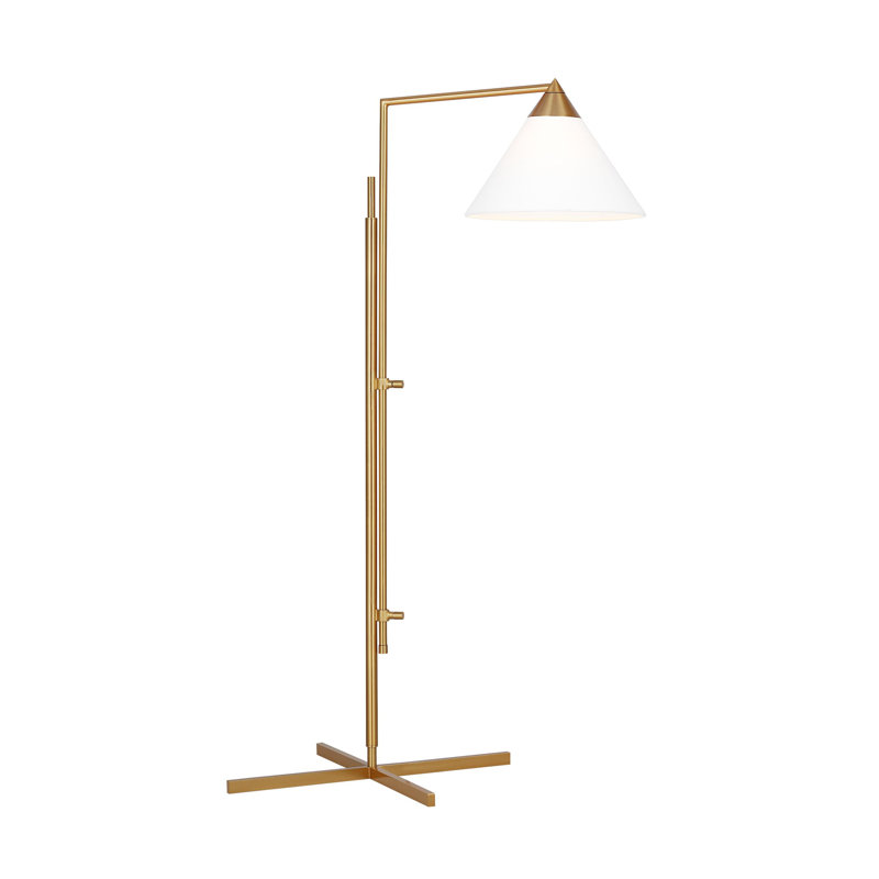 Noki 42.75'' Task Floor Lamp with Outlet, Burnished Brass