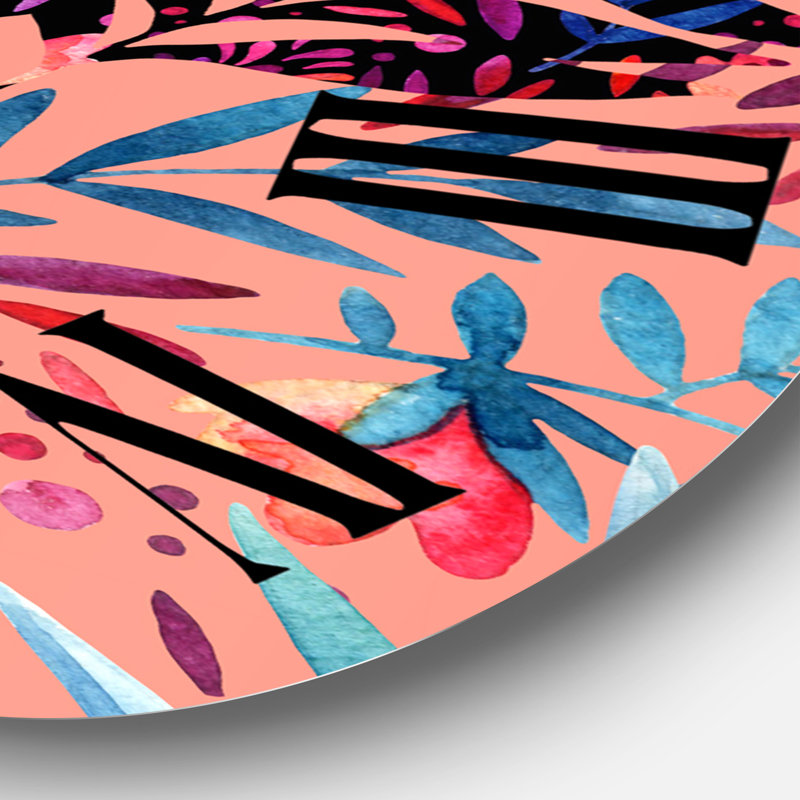 Tropical Floral Patchwork II - Horloge murale Tropical, Grand