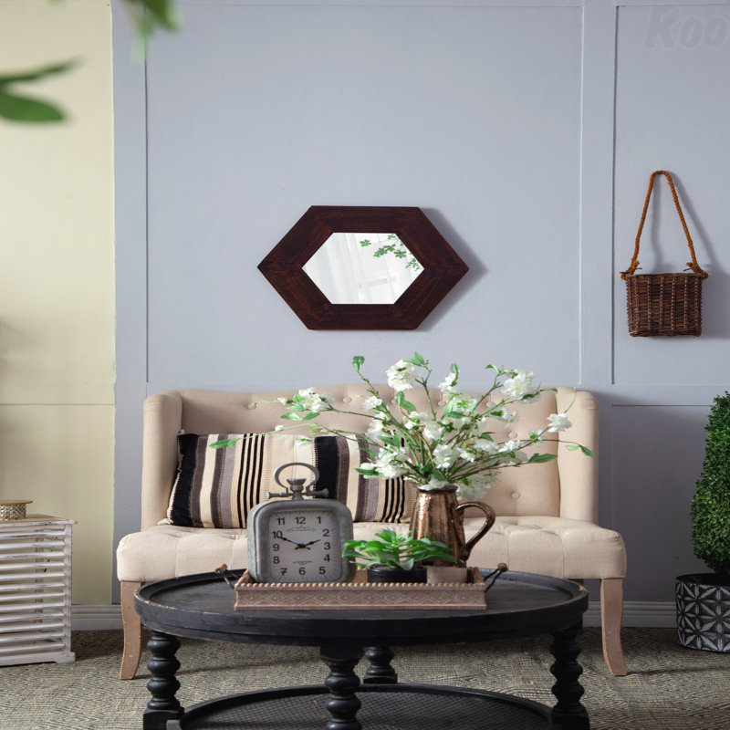 Miroir d'appoint mural 18,5 "X 18,5", Noyer