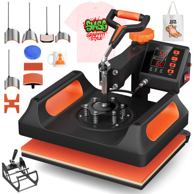 11-in-1 Heat Press Machine – 360° Swing Away, Digital Control for T-Shirt Transfers