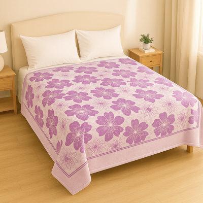 Silky Floral Plush Blanket, Korean Mink Style, Heavy 5lb Queen Blanket