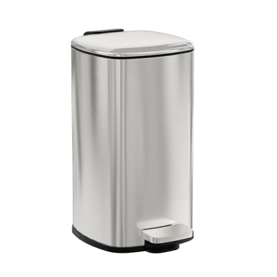 Poubelle de salle de bain mince de 2,4 gallons avec couvercle, en acier inoxydable, à pédale, pour salle de bain et cuisine.