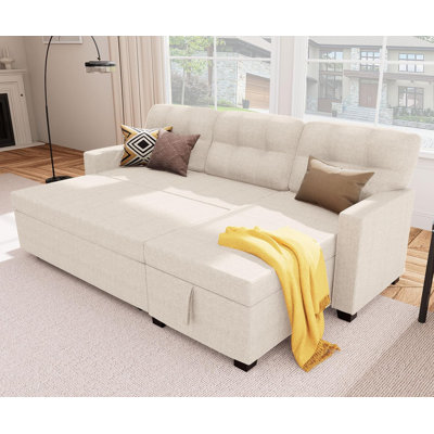 Reversible Sectional Sofa Couch, Sleeper Sofa Bed with Storage Chaise Pull Out Couch for Living Room
