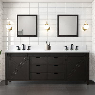 Marsyas 84"" Double Bathroom Vanity Set with Mirror -  Lexora, LVM84DC310