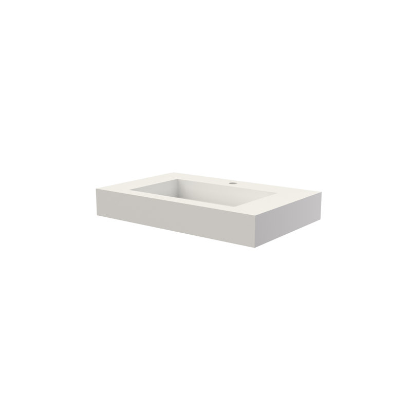 Meuble-lavabo en résine de pierre pour salle de bain - blanc mat, profondeur de 33,9 po, empreinte adaptable à tous les types d'aménagement, durabilité du matériau, installation murale ou sur comptoir, piédestal avec