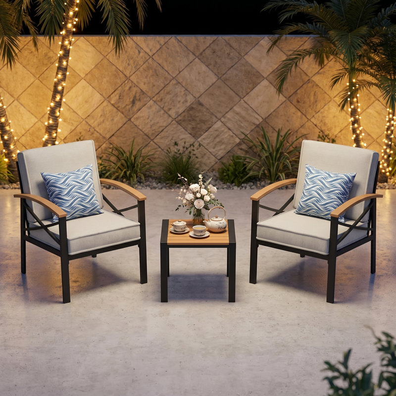 3-Piece Outdoor Conversation Set, Beige