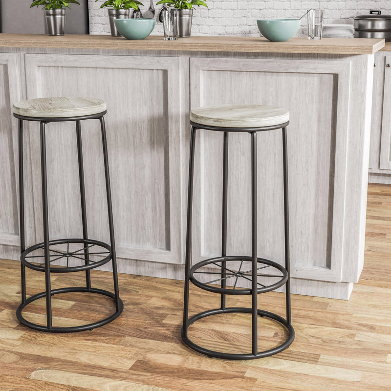 Hassan 33" Bar Stools, Coastal White