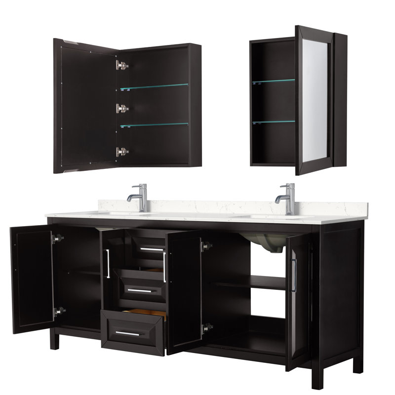Daria 80'' W Double Vanity, Dark Espresso, Polished Chrome