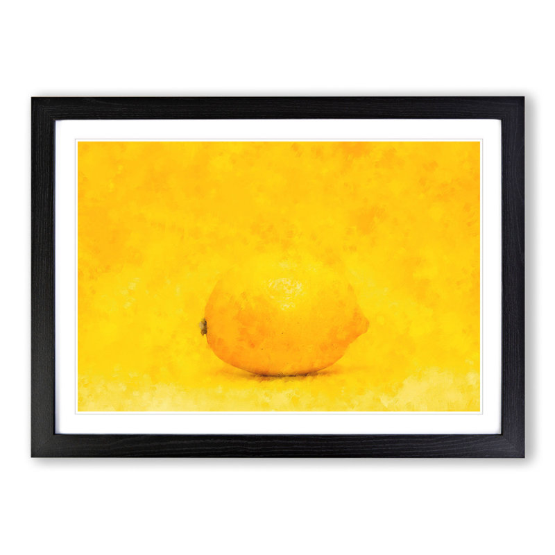 Lemon Yellow - Picture Frame Painting, 36cm H x 48cm W x 2cm D, Black Framed